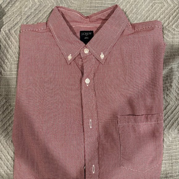 J Crew Red Patterned Button Down Shirt Large - Picture 1 of 3